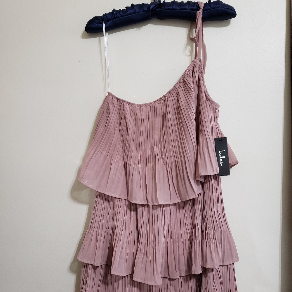 Lulus Blowing Kisses Dusty Pink One Shoulder Dress